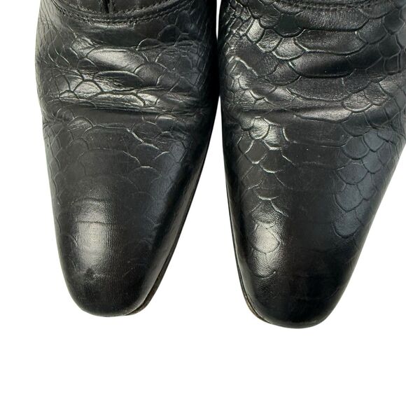 BESPOKE Black Wingtip Dress Shoes Men 44 Handmade Snakeskin Pointed Toes main image 8